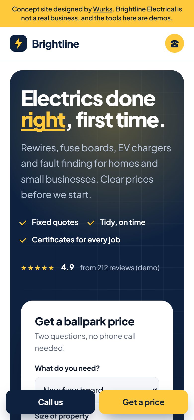 Brightline Electrical on a phone